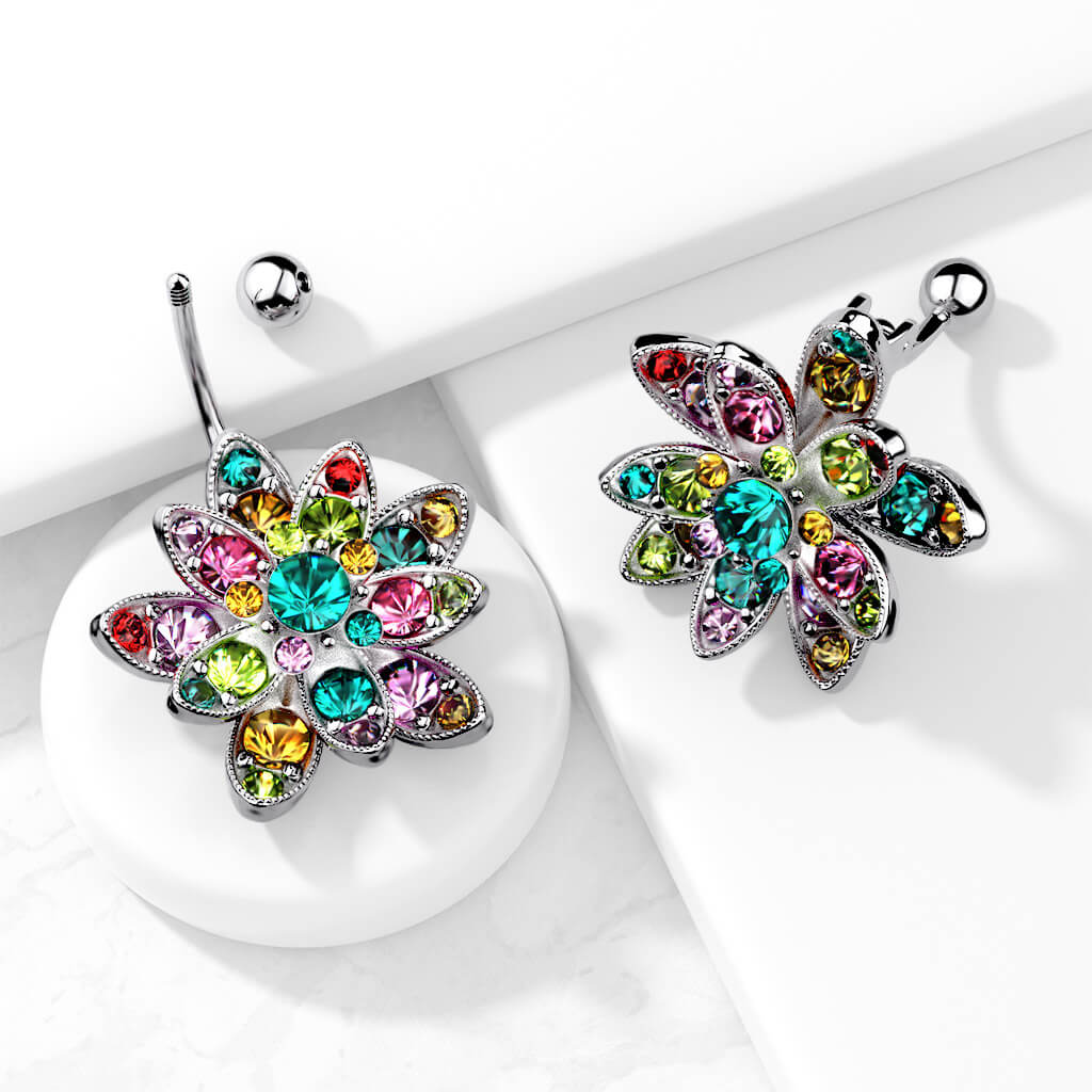 Belly Button Piercing Flower Zirconia - Image 3