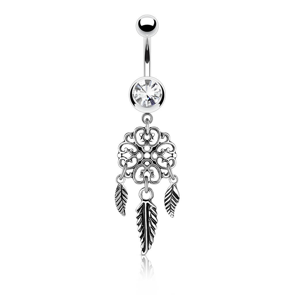 Belly Button Piercing Dream Catcher Zirconia Silver - Image 2