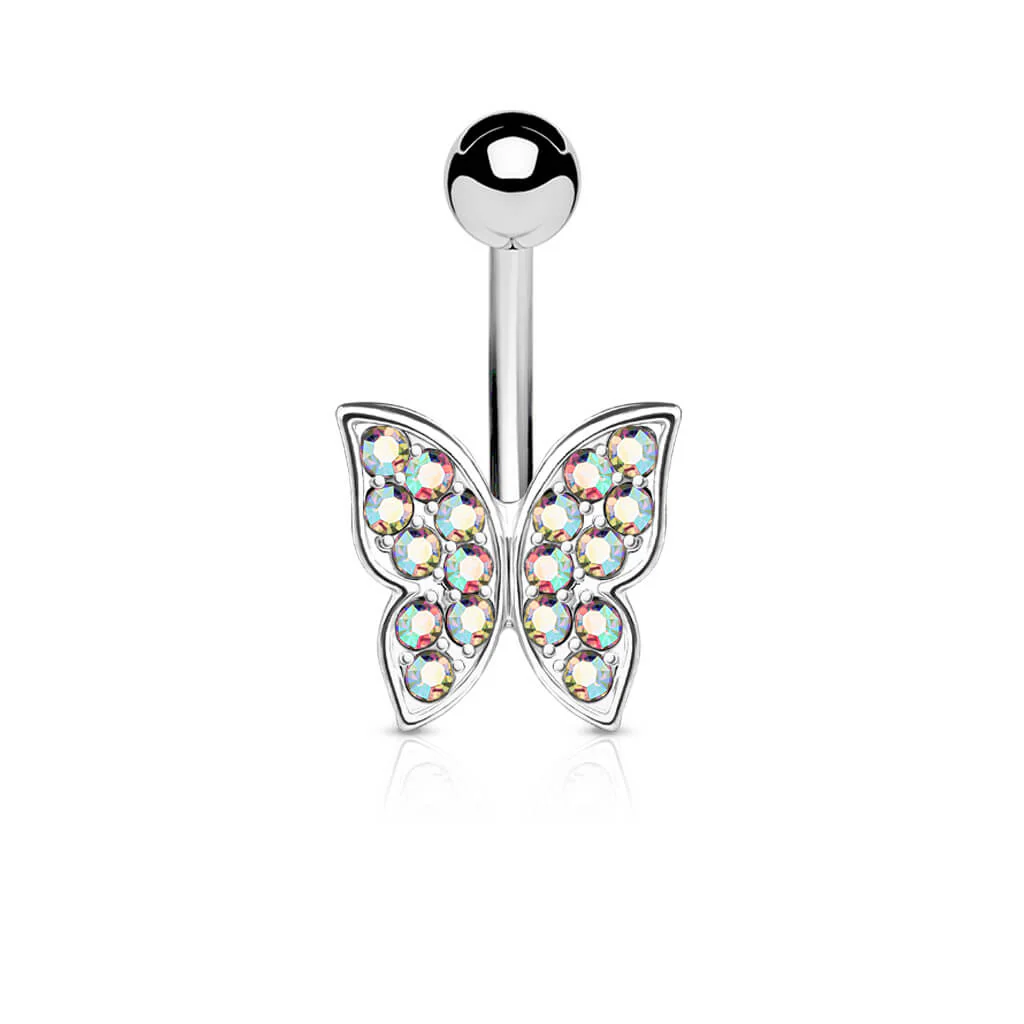 Belly Button Piercing Butterfly Zirconia Silver - Image 2