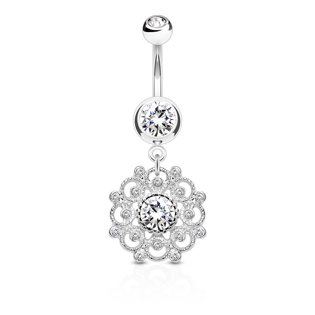 Belly Button Piercing Vintage dangle Zirconia - Image 3