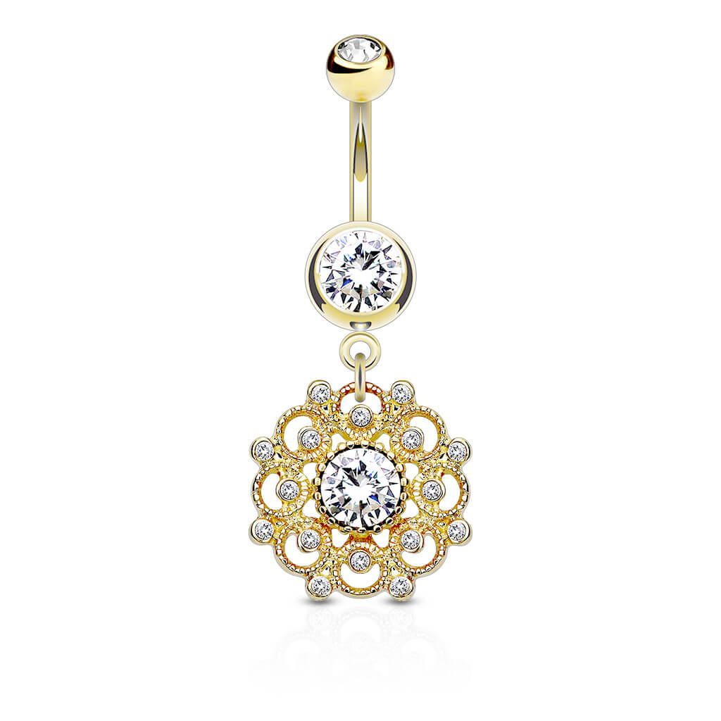 Belly Button Piercing Vintage dangle Zirconia - Image 4