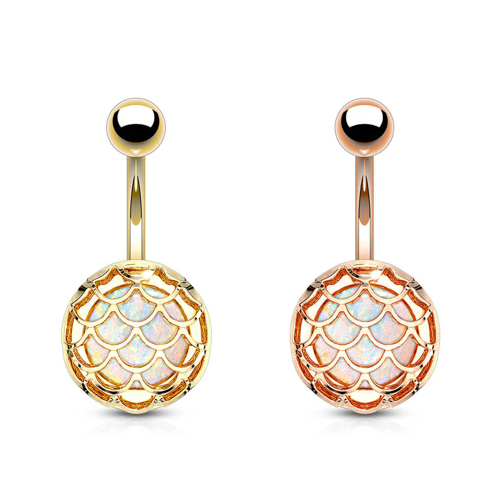 Belly Button Piercing Fish Scale Opal - Image 4