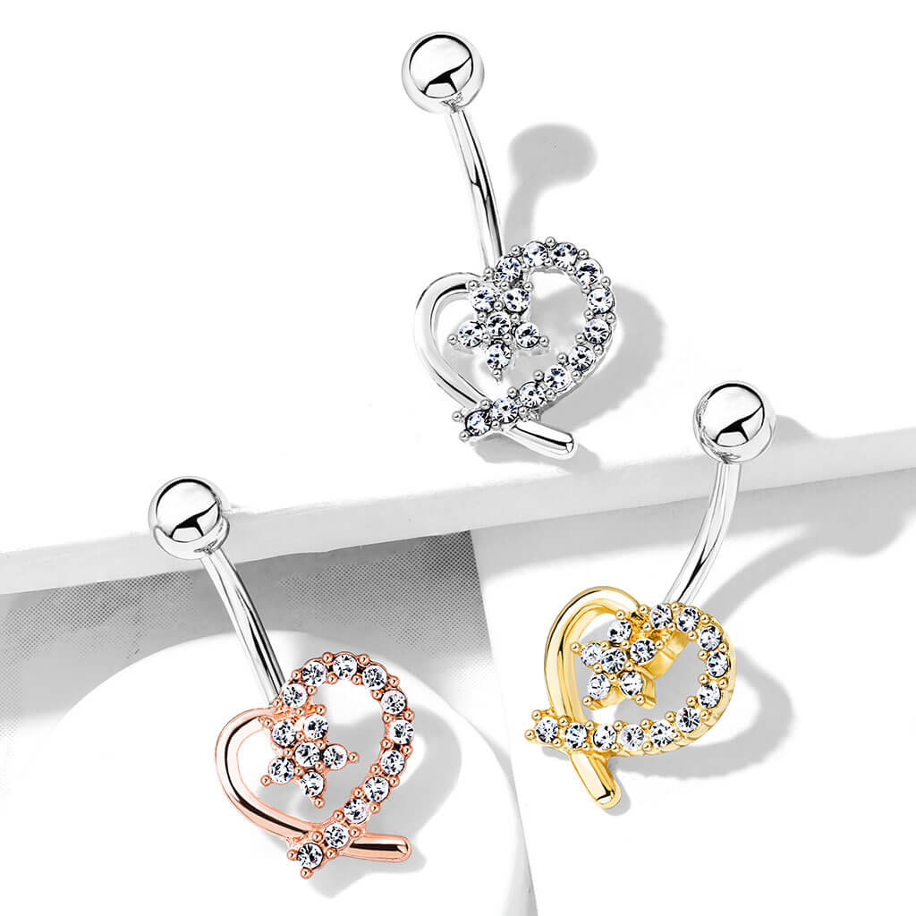 Belly Button Piercing Heart Flower Zirconia - Image 7