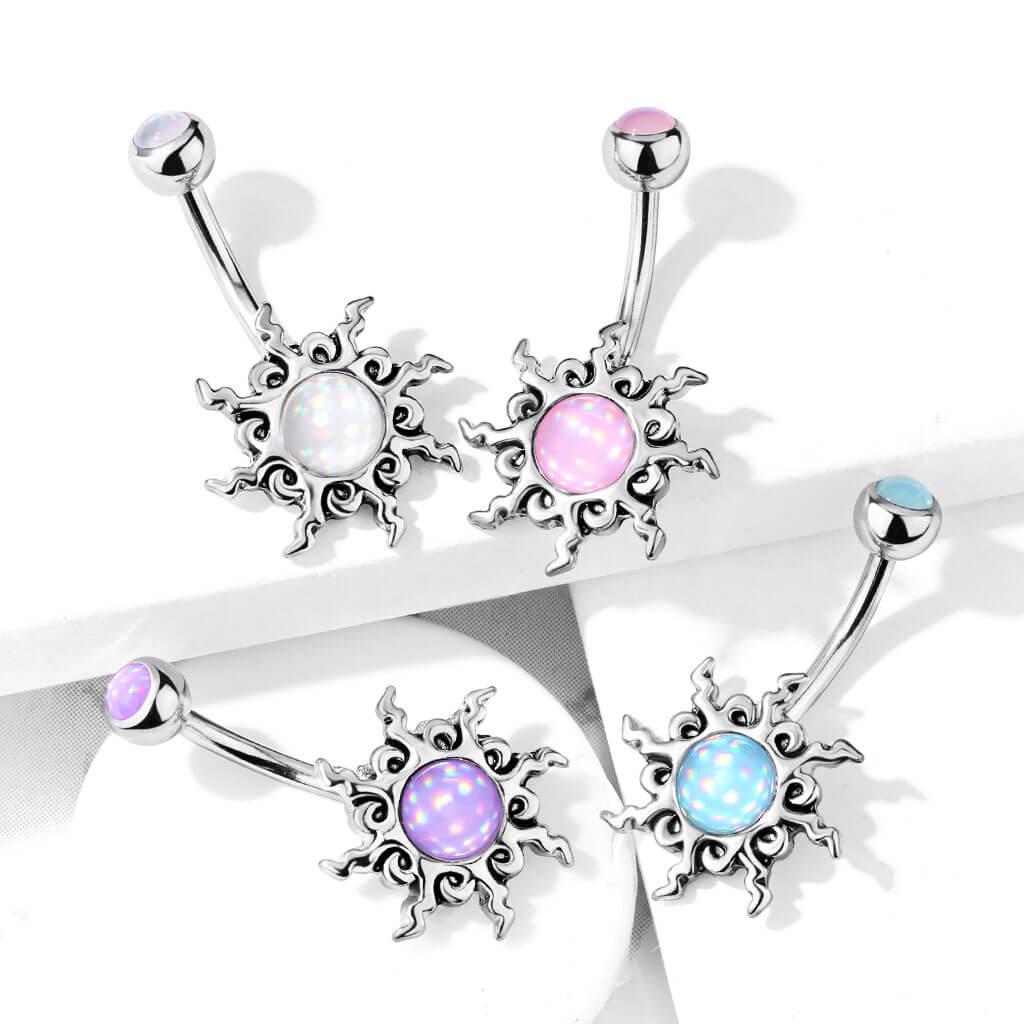 Belly Button Piercing Tribal Sun Illuminating Stone - Image 8