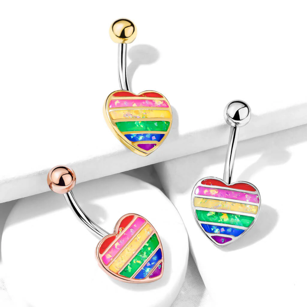 Belly Button Piercing Heart rainbow - Image 7