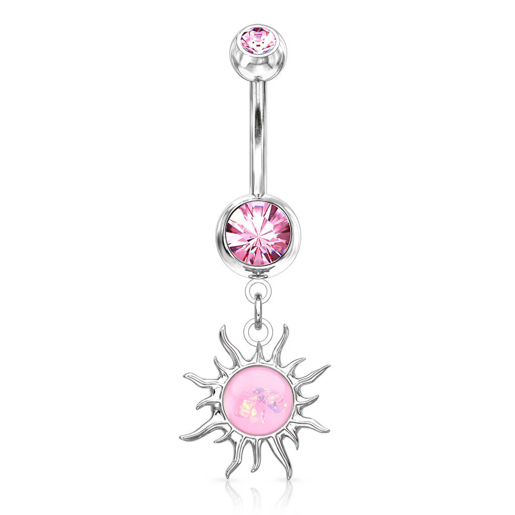 Belly Button Piercing Tribal Sun dangle Opal Zirconia - Image 6