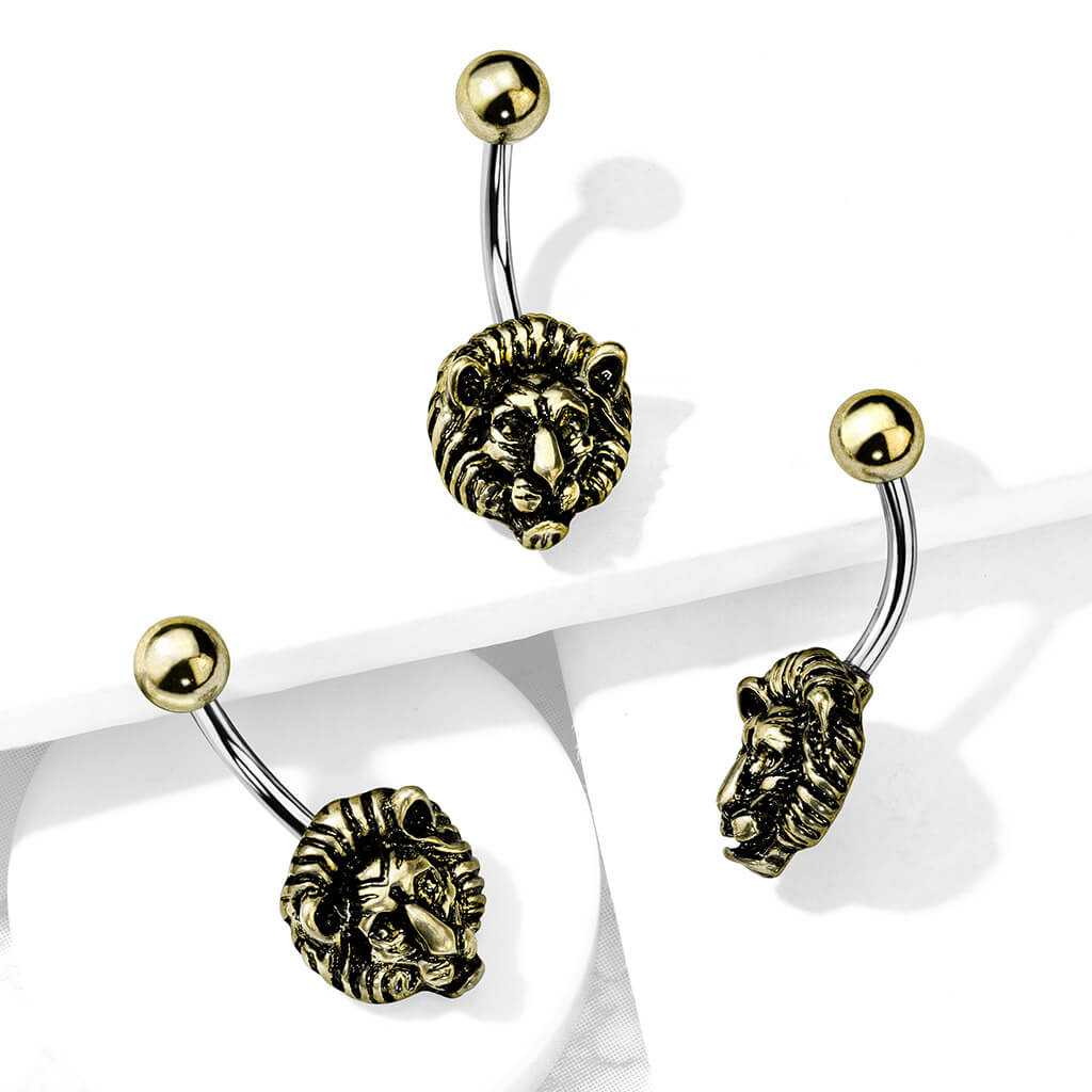 Belly Button Piercing Lion Gold - Image 3