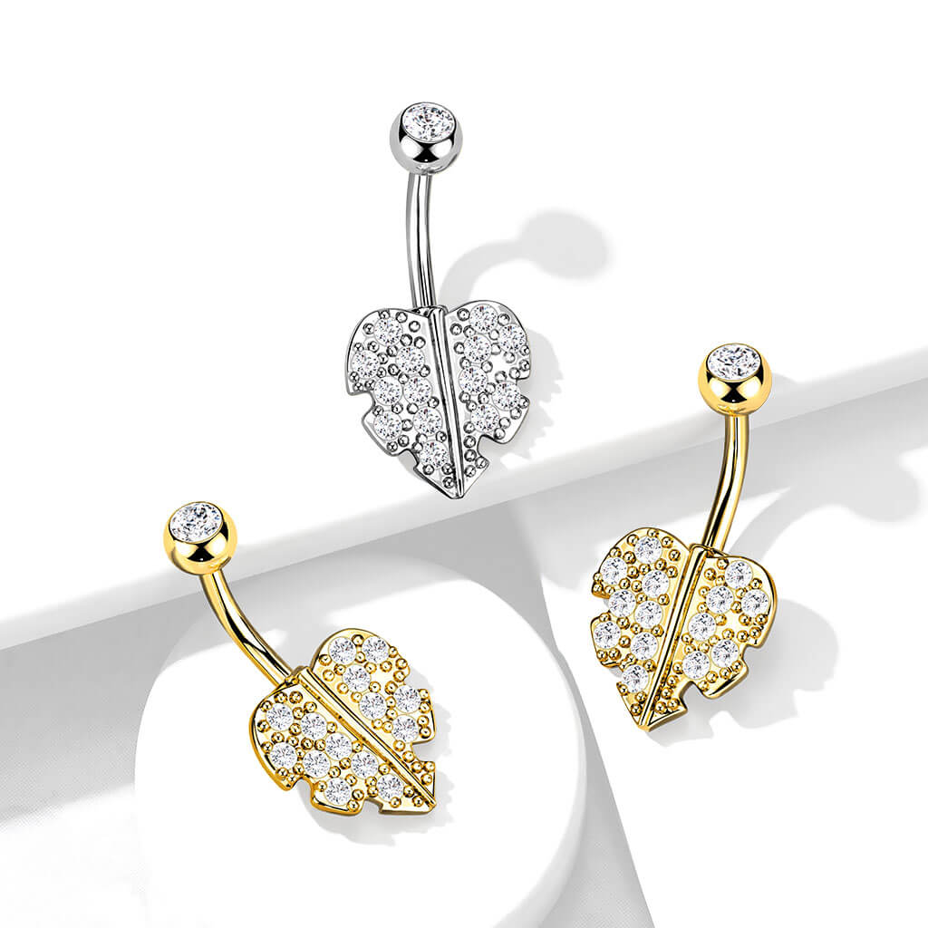 Belly Button Piercing Leaf Zirconia - Image 6