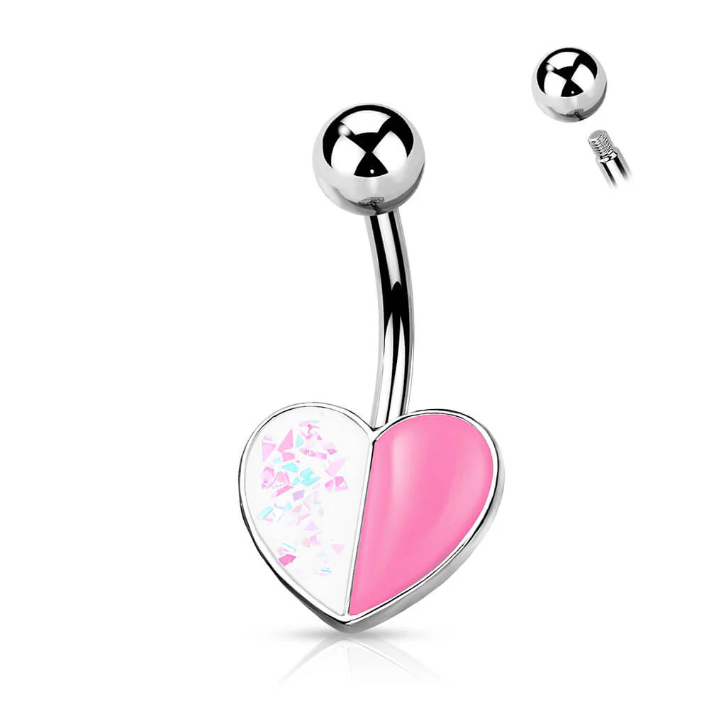 Belly Button Piercing Heart Opal Silver - Image 2