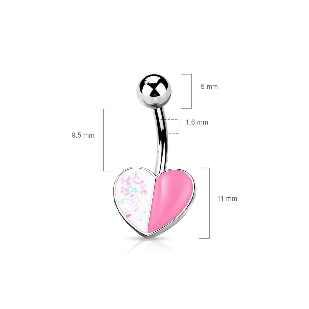 Belly Button Piercing Heart Opal Silver - Image 3