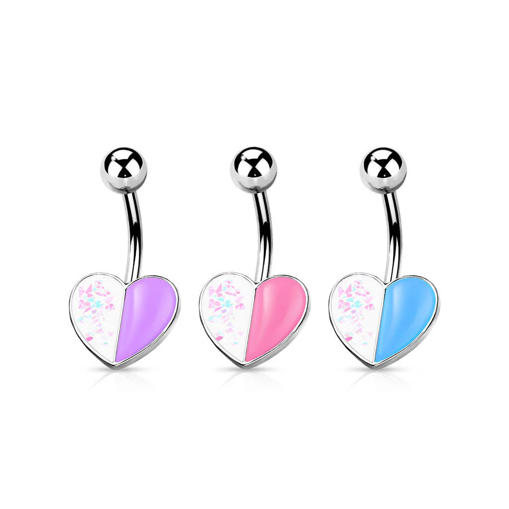 Belly Button Piercing Heart Opal Silver - Image 4