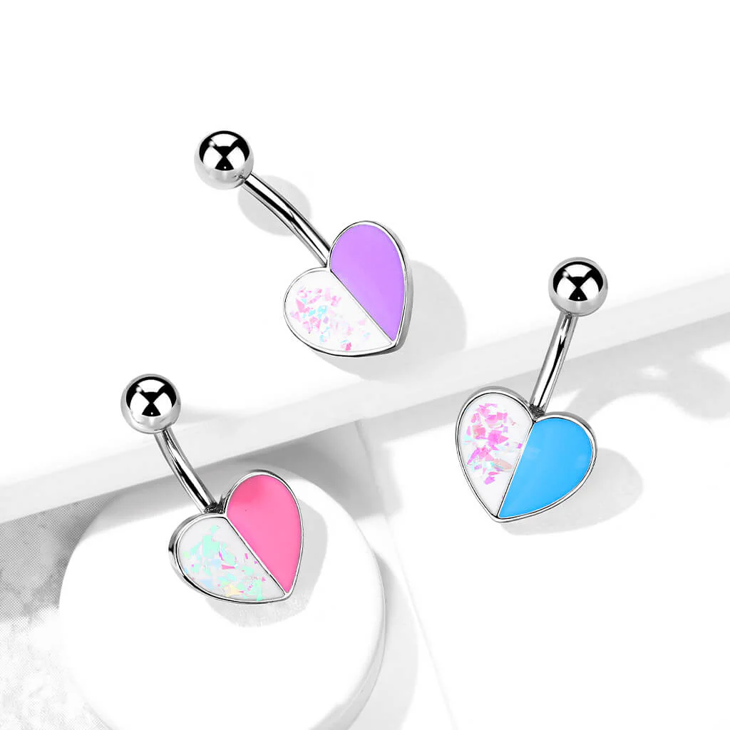 Belly Button Piercing Heart Opal Silver - Image 5