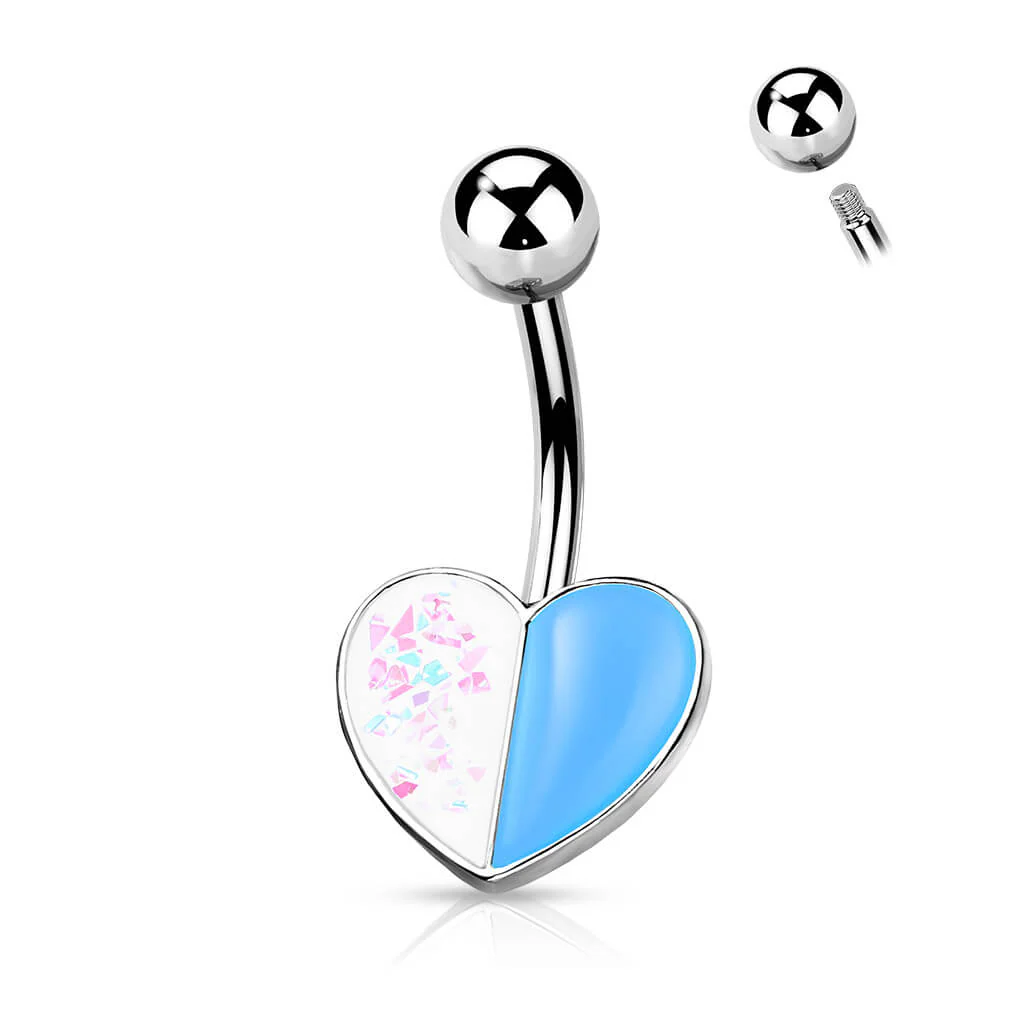 Belly Button Piercing Heart Opal Silver - Image 6