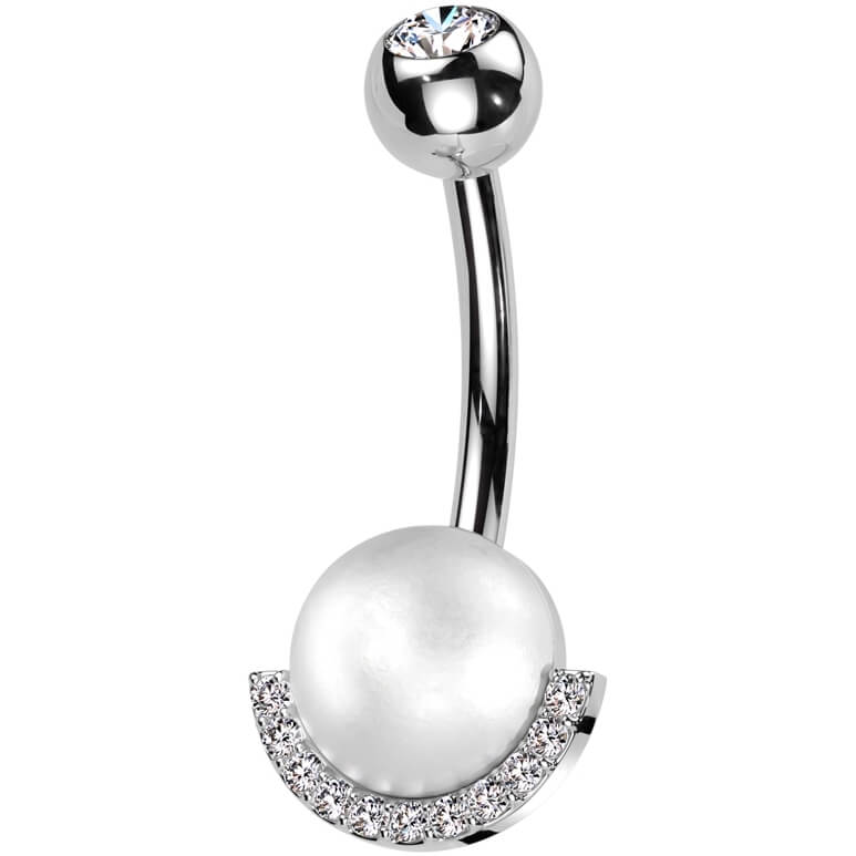 Belly Button Piercing pearl ball zirconia - Image 5