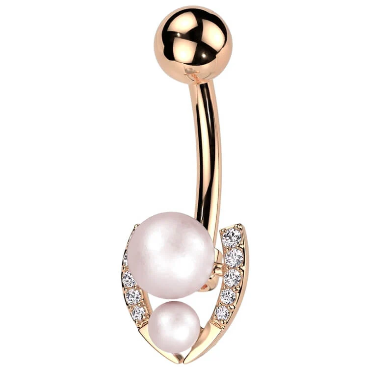 Belly Button Piercing horseshoe pearl balls zirconia - Image 5