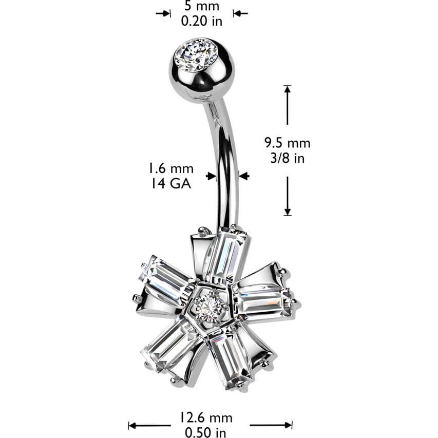 Belly Button Piercing flower zirconia - Image 2