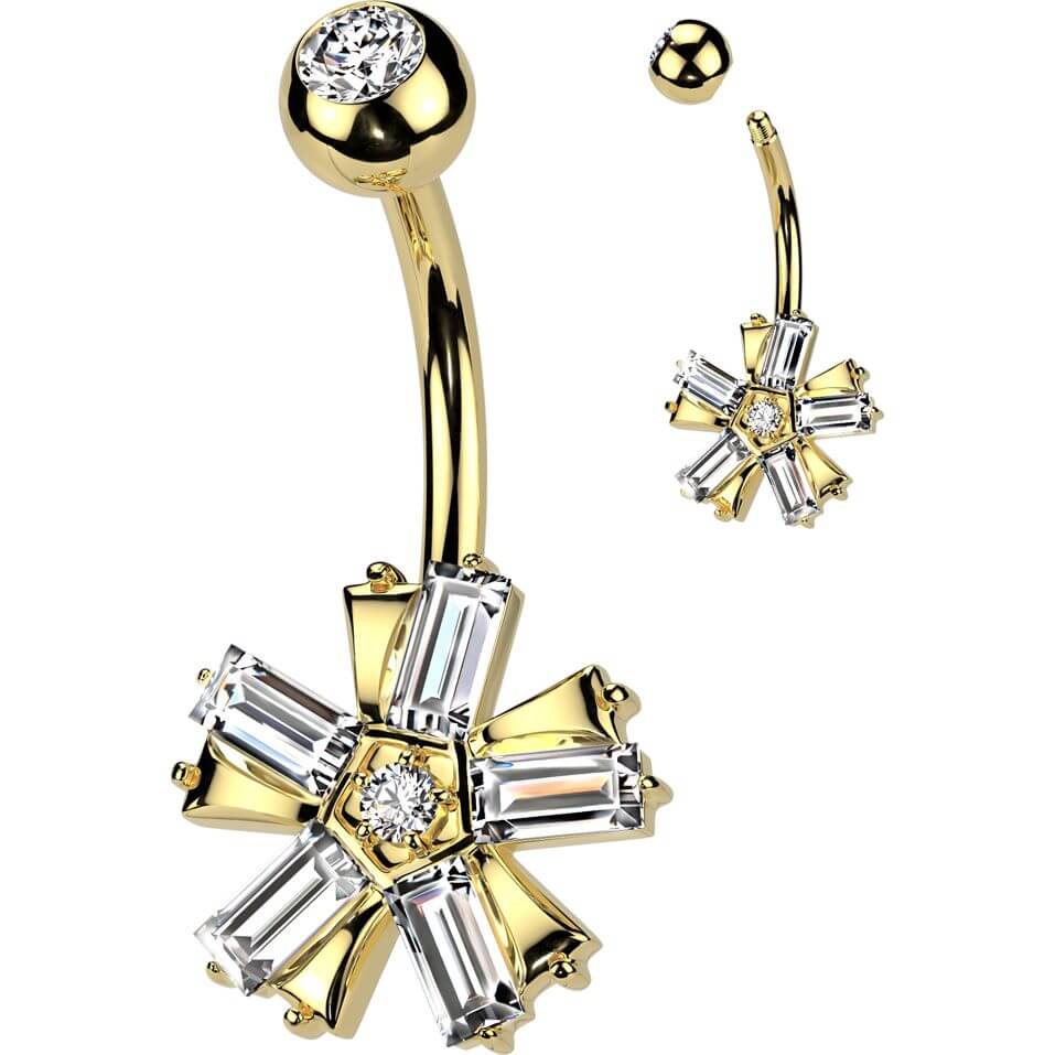 Belly Button Piercing flower zirconia - Image 3