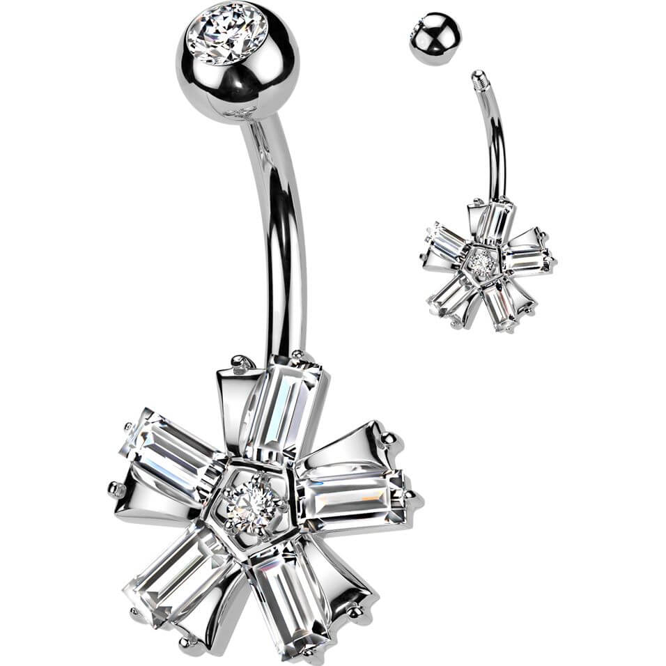 Belly Button Piercing flower zirconia - Image 4