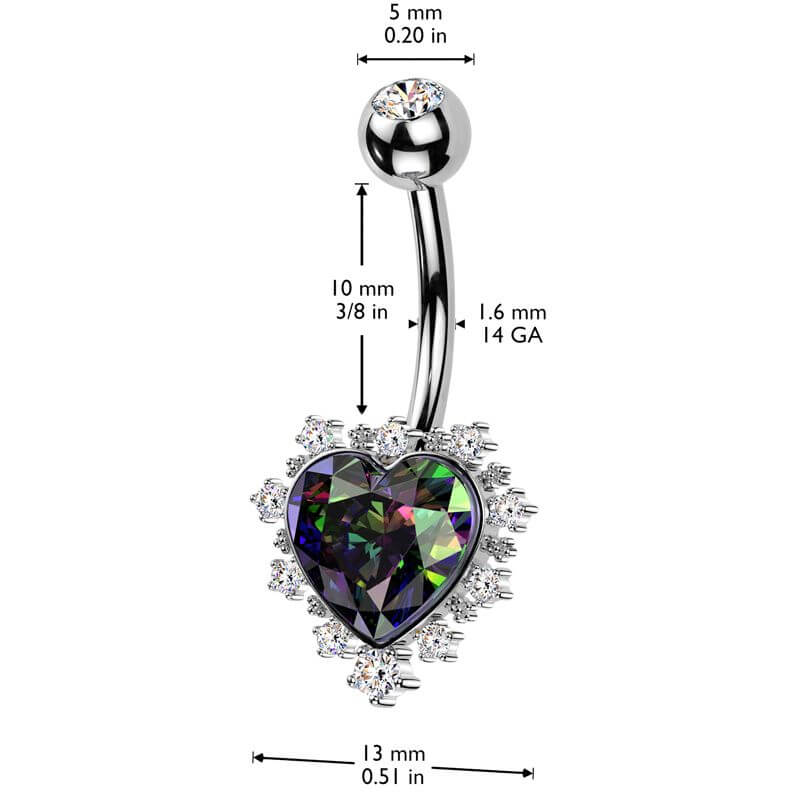 Belly Button Piercing heart zirconia - Image 2