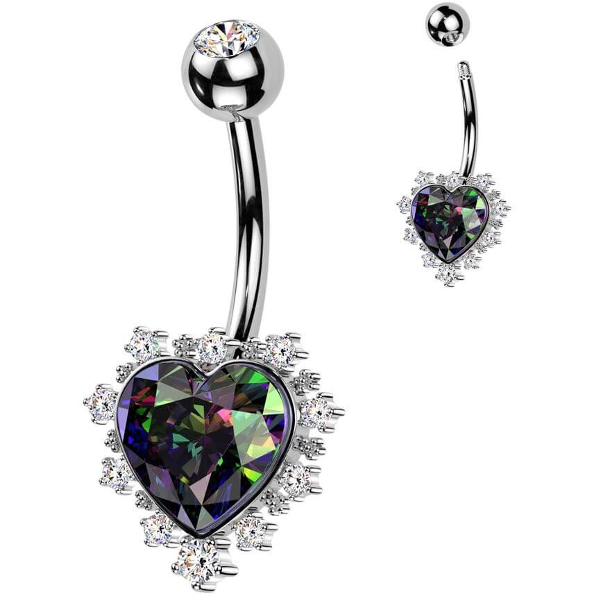 Belly Button Piercing heart zirconia - Image 3