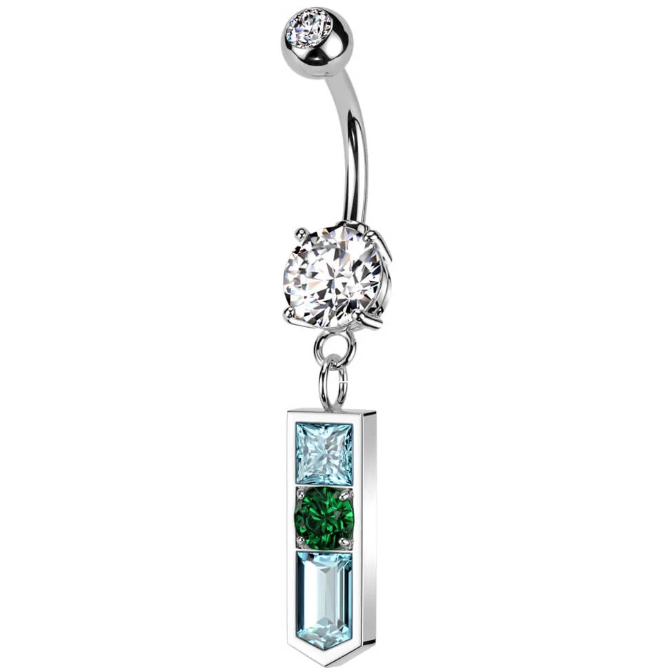 Belly Button Piercing baguette cut glass zirconia - Image 3
