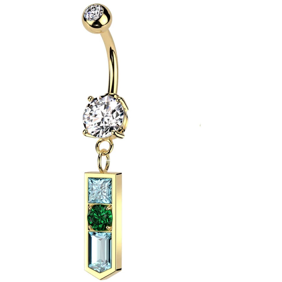 Belly Button Piercing baguette cut glass zirconia - Image 4
