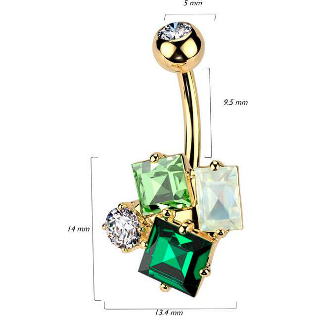 Belly Button Piercing rectangle square round zirconia - Image 2