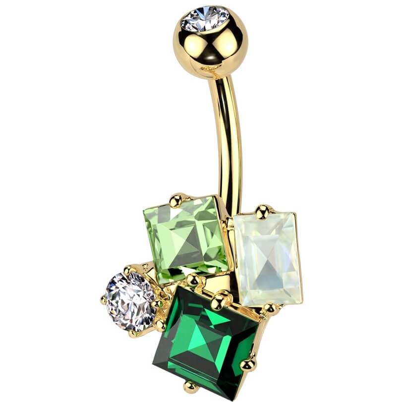 Belly Button Piercing rectangle square round zirconia - Image 3