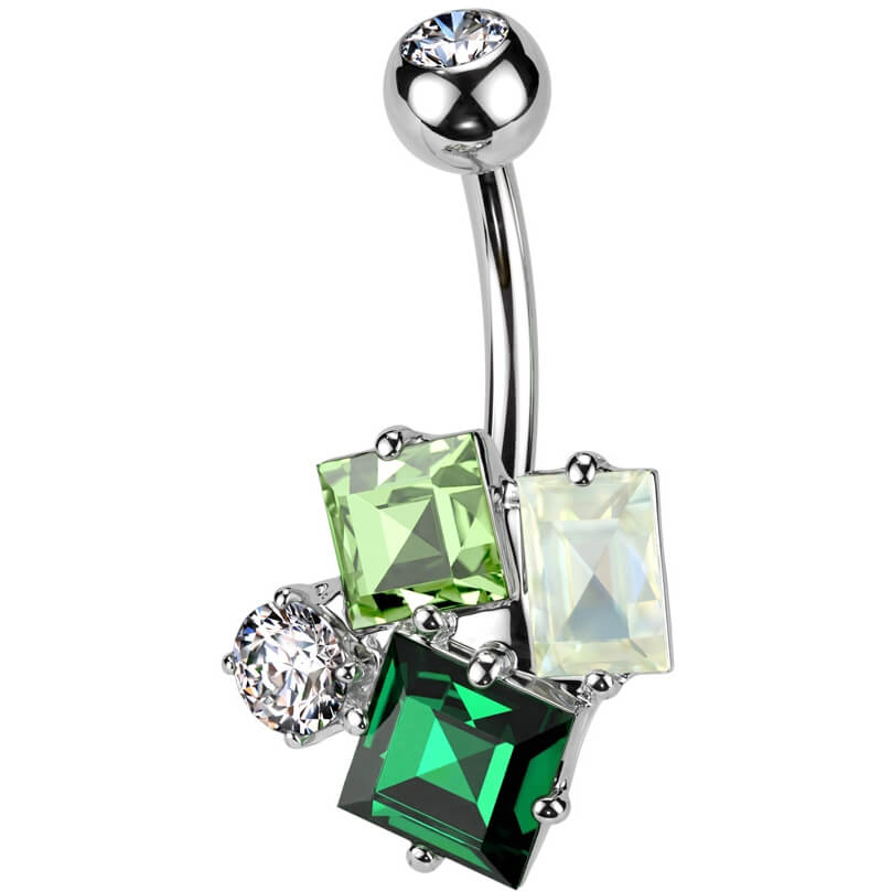 Belly Button Piercing rectangle square round zirconia - Image 4