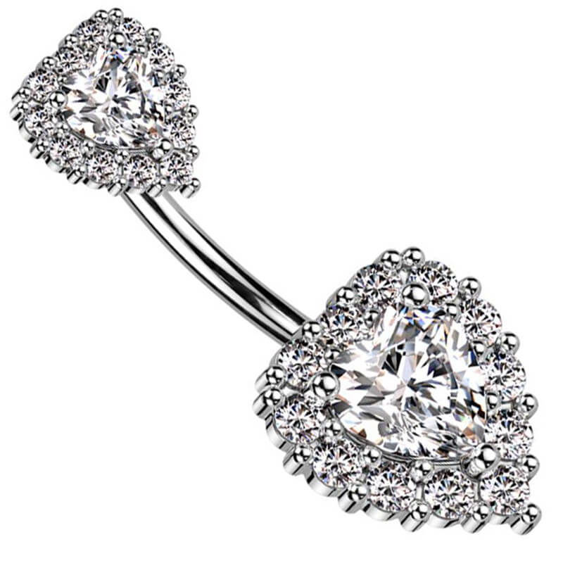 Belly Button Piercing Heart Zirconia