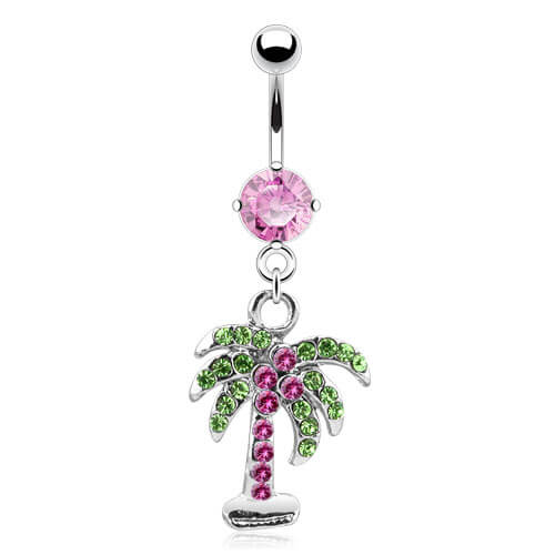 Belly Button Piercing Palm Tree dangle Zirconia - Image 3