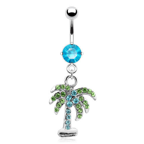 Belly Button Piercing Palm Tree dangle Zirconia - Image 4