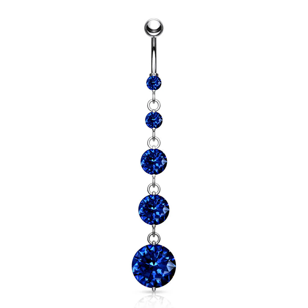 Belly Button Piercing 5 Zirconia dangle Silver - Image 2