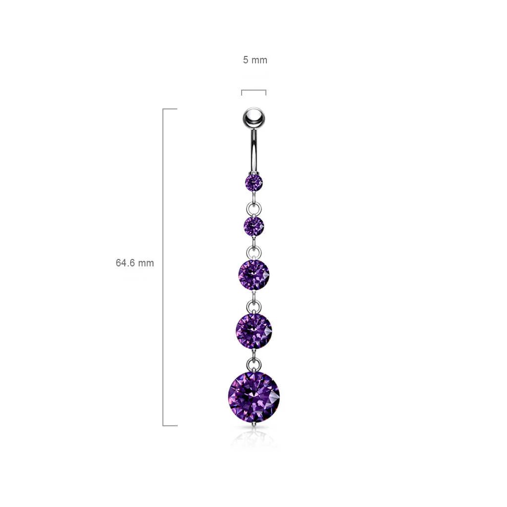 Belly Button Piercing 5 Zirconia dangle Silver - Image 3