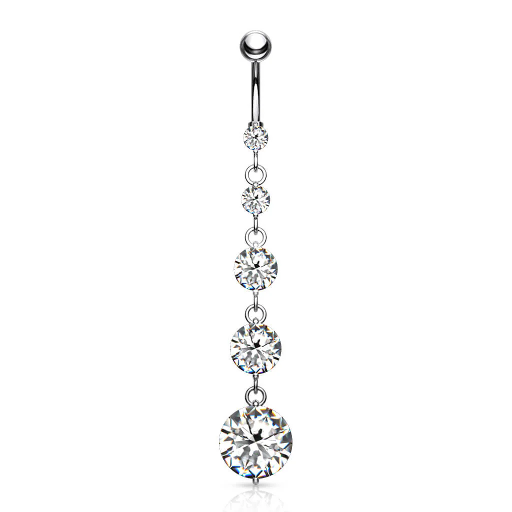 Belly Button Piercing 5 Zirconia dangle Silver - Image 4