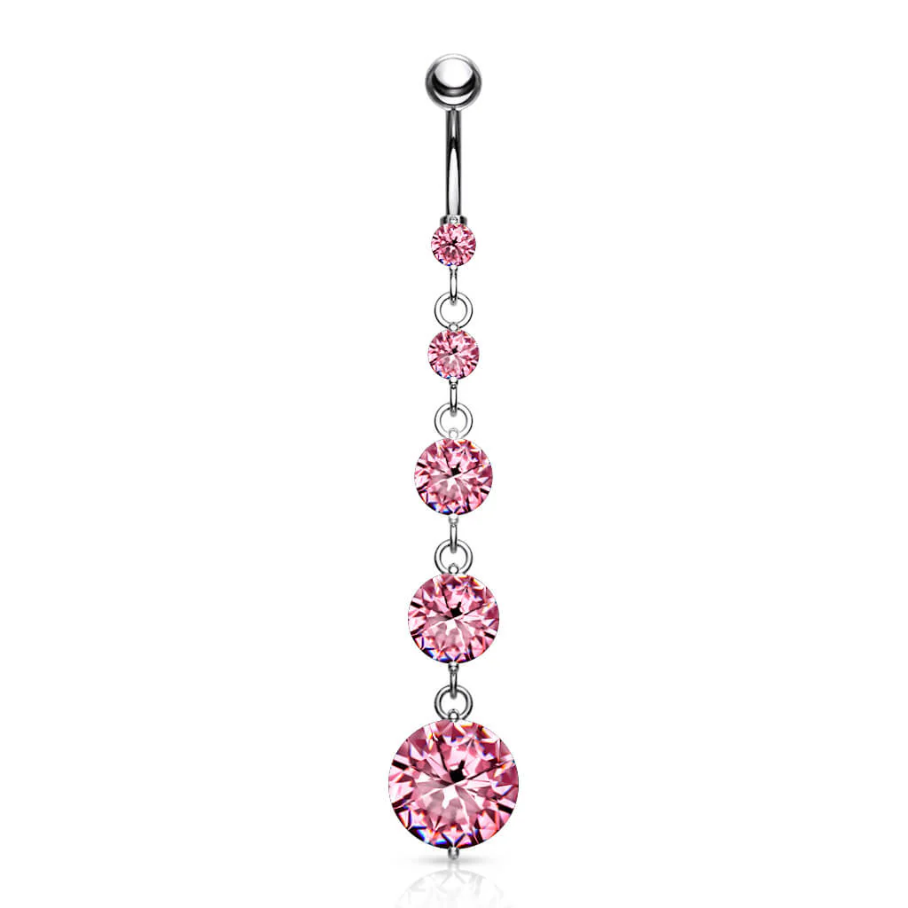 Belly Button Piercing 5 Zirconia dangle Silver - Image 6