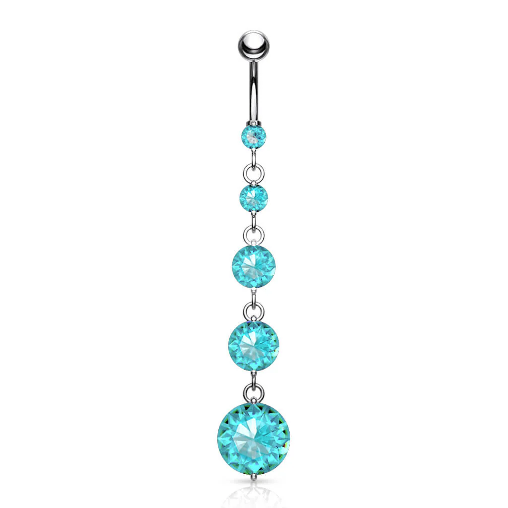 Belly Button Piercing 5 Zirconia dangle Silver - Image 8