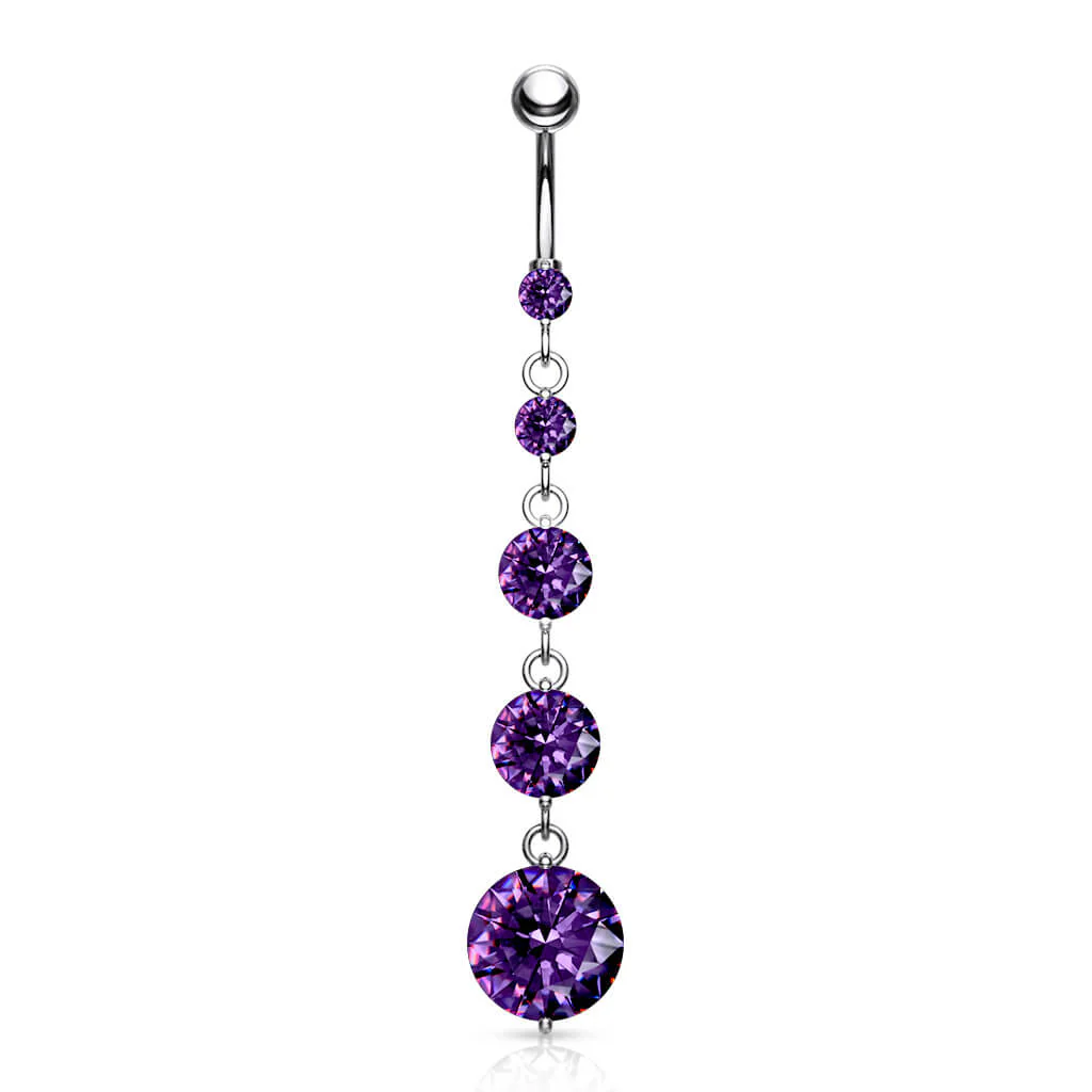 Belly Button Piercing 5 Zirconia dangle Silver - Image 9