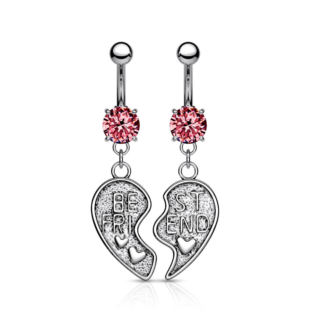 Belly Button Piercing BEST FRIEND Heart dangle Zirconia - Image 4