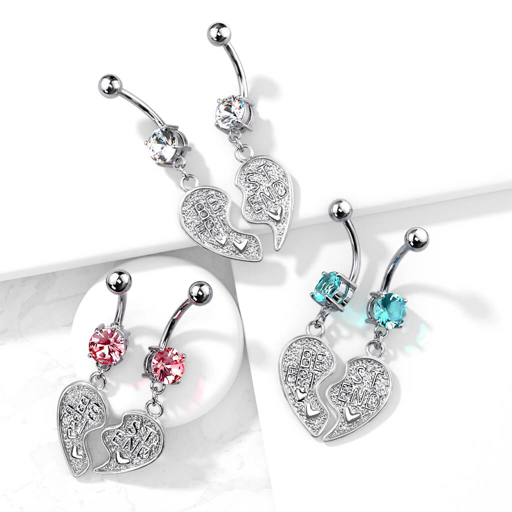 Belly Button Piercing BEST FRIEND Heart dangle Zirconia - Image 6