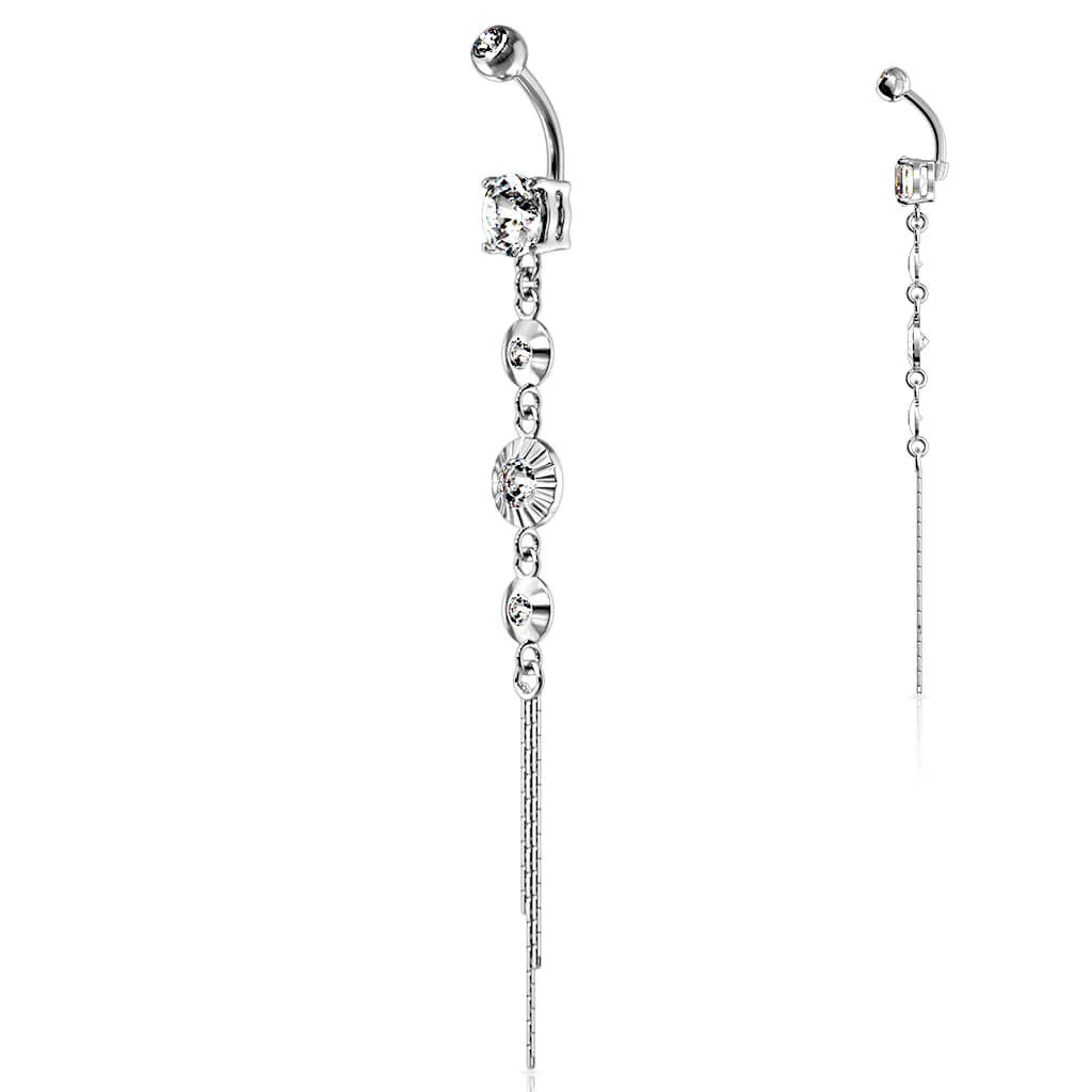 Belly Button Piercing 4 Zirconia dangle - Image 2