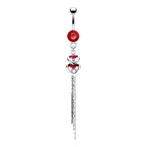 Belly Button Piercing Heart dangle Zirconia Silver - Image 4
