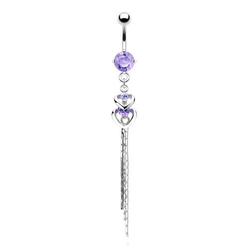 Belly Button Piercing Heart dangle Zirconia Silver - Image 5