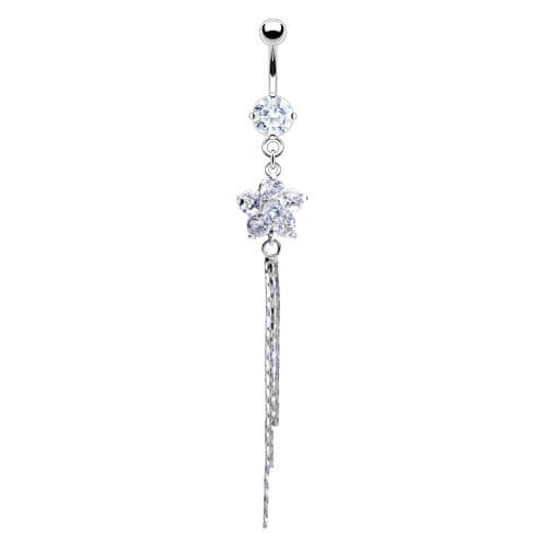 Belly Button Piercing Flower dangle Zirconia - Image 2