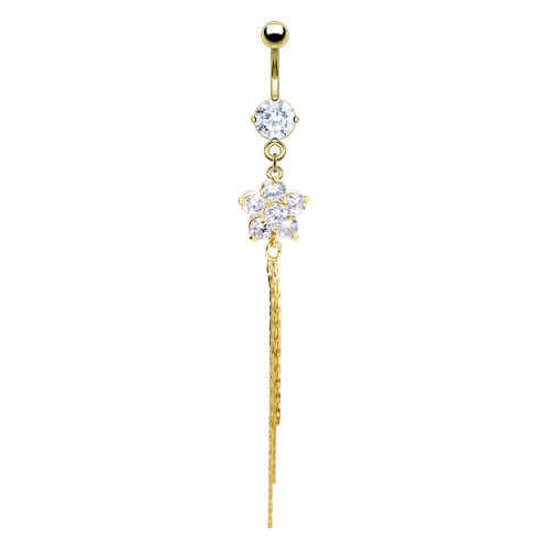 Belly Button Piercing Flower dangle Zirconia - Image 3