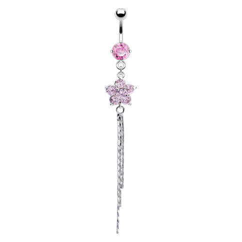 Belly Button Piercing Flower dangle Zirconia - Image 4