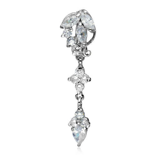 Belly Button Piercing Drop dangle Zirconia Silver - Image 2