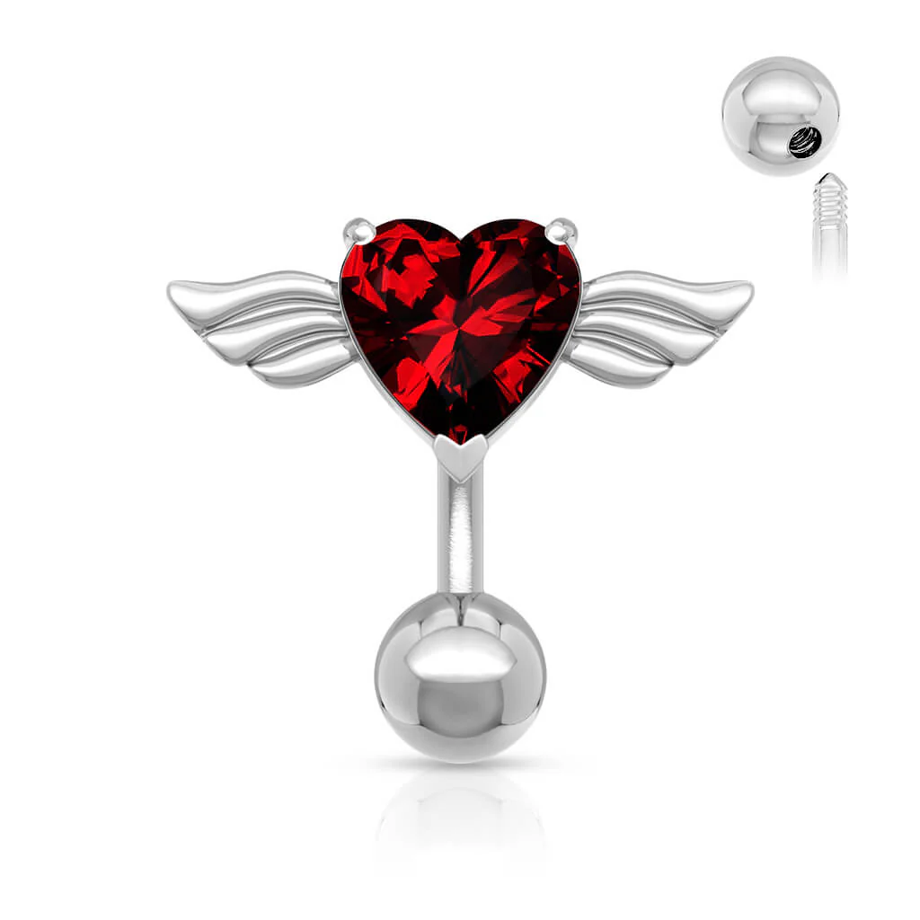 Belly Button Piercing Angel Wings Zirconia Silver - Image 7
