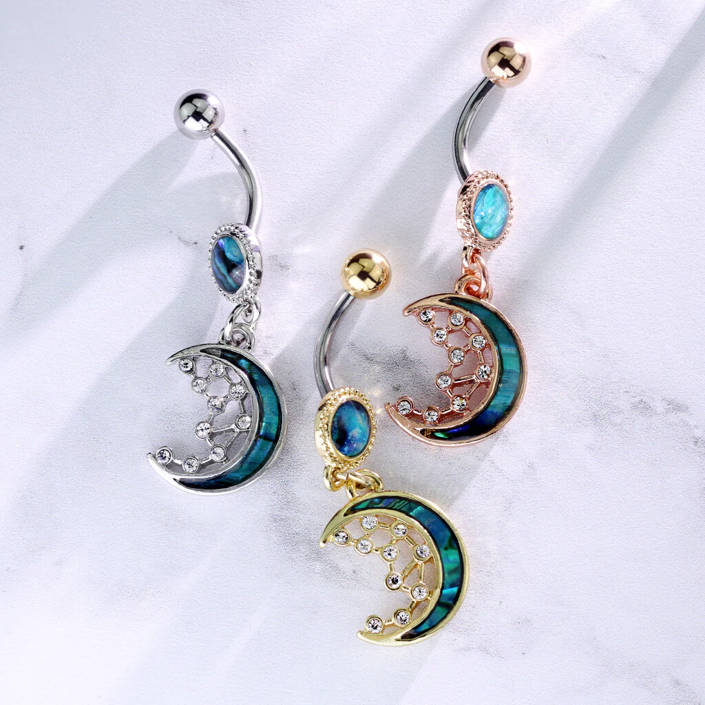 Belly Button Piercing Moon dangle Zirconia - Image 7