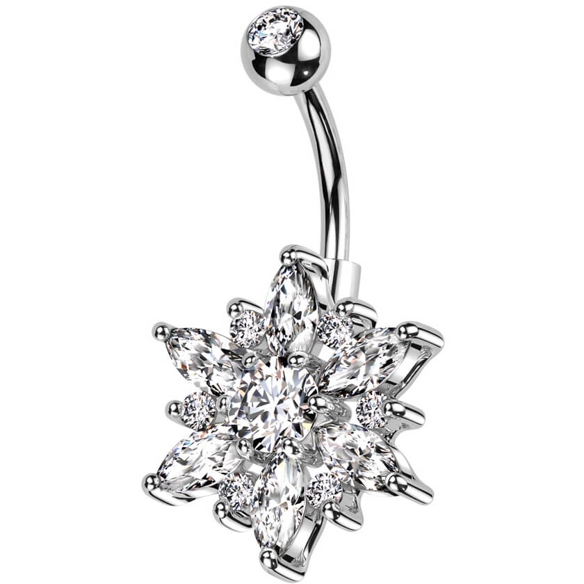 Belly Button Piercing flower marquise cut - Image 3